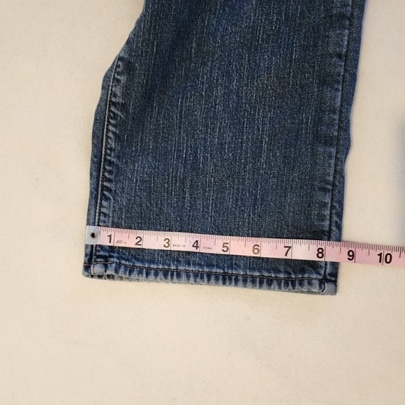 L.L.Bean Favorite Fit Jeans Red Plaid Cuffed Denim Pants Size 16 Regular - Picture 10 of 10